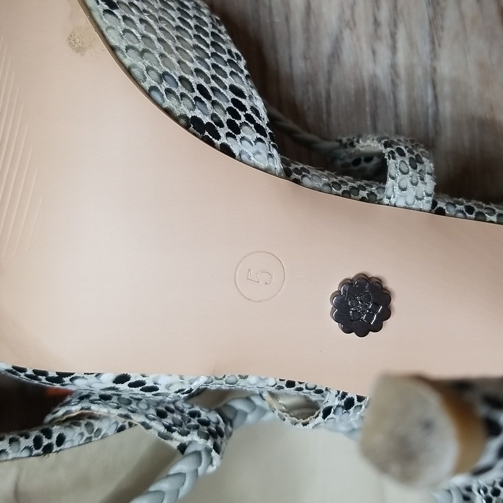 Daisy Street Womens Snake Print Open Toe Heels With Tassel Ties Size 5 - Picture 8 of 14